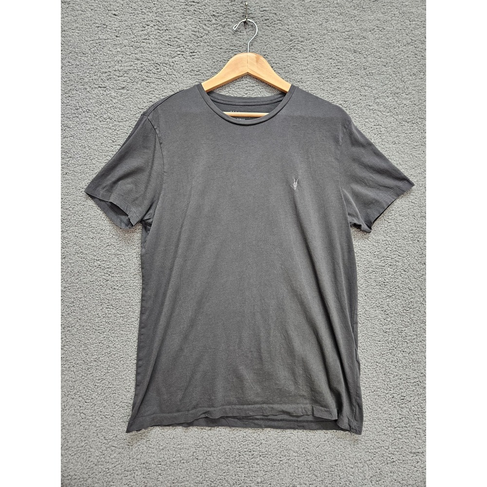 AllSaints Tonic Tee L Charcoal Organic Cotton Ram Skull Indie Sleaze Grunge